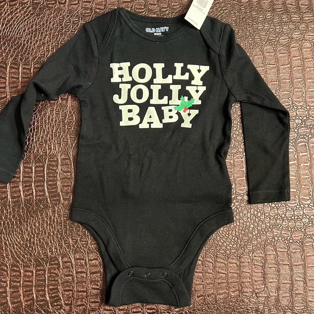 NWT old Navy Baby Christmas One Piece onesie Romper Holly Jolly 12 18 Months